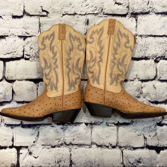Twisted X Peanut Exotic Ostrich Leather Cowboy Boots - Picture 6 of 14